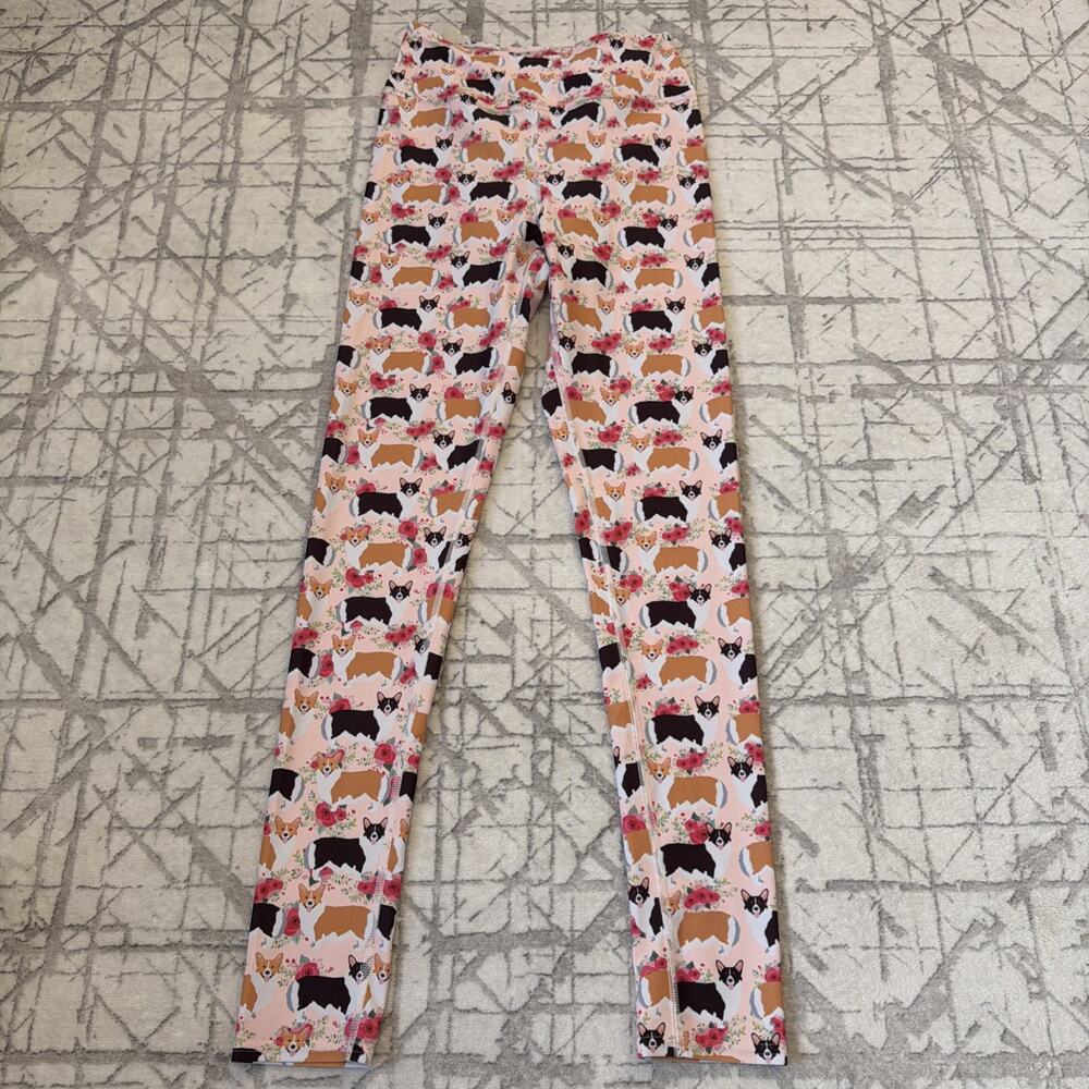 Babalus By Lucy Corgi Floral‎ Workout Leggings Medium NWOT